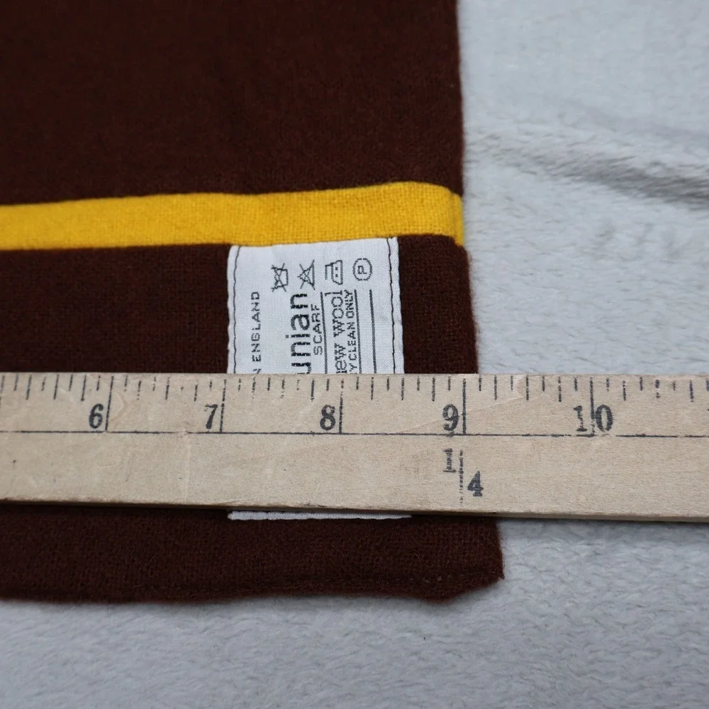 Mancunian Wool Scarf Unisex 9x68 Brown Striped Neck Warmer Winter Knit Preppy
